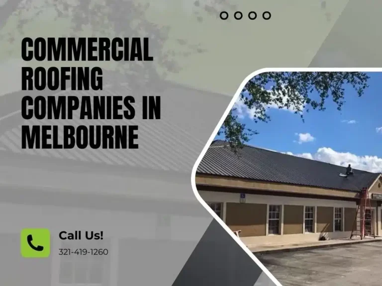 Commercial building with a metal roof under clear blue skies, promoting roofing services in Melbourne