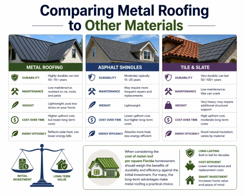 metal roof vs shingle roof vs tile roof